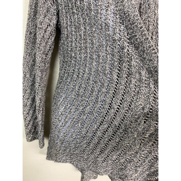 Eileen Fisher Open Knit Cardigan Sweater Size Large Gray Cotton Lightweight - Picture 10 of 16